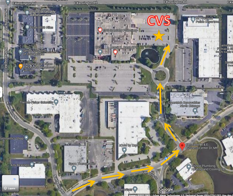 Visual representation of CVS store locations in the area